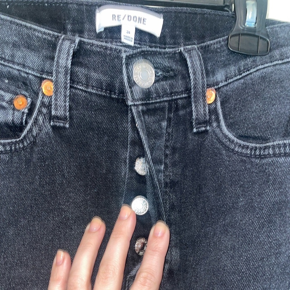 Re/Done 70s Stove Pipe High Waisted Black Jeans Size 24 - Picture 8 of 8